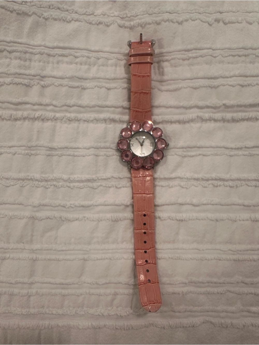 Betsey Johnson Pink Crystal Flower Dial Watch